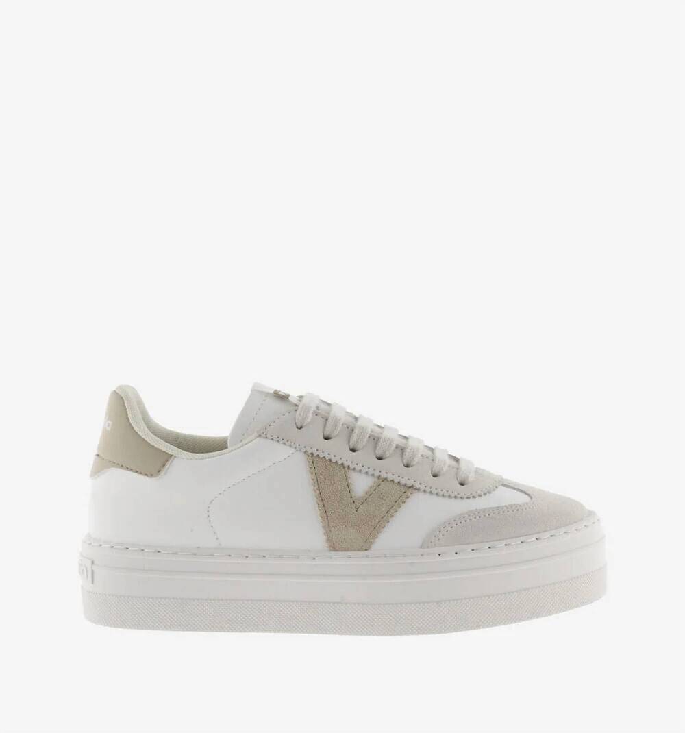 NEW VICTORIA women's barcelona ciclista leather platform trainers sneakers in cr